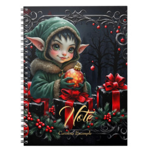 Carnet Enfant Elfe mignon en manteau à capuchon vert