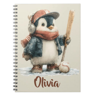 Carnet Enfant pingouin d'hiver personnalisé de softball