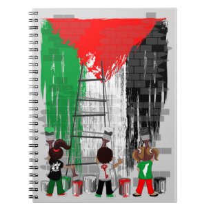 Carnet Enfants de Gaza peignant le drapeau de la Palestin