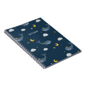 Carnet Enfants doux Ciel nocturne Baleine Nuages Lune ave (Côté Droit)