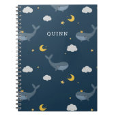 Carnet Enfants doux Ciel nocturne Baleine Nuages Lune ave (Devant)