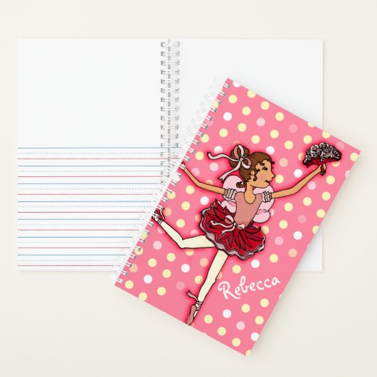 Carnet Enfants filles nom ballerina pois rose point (À l'intérieur)
