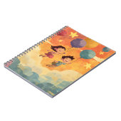 Carnet Enfants joyeux flottant avec des ballons et art de (Côté gauche)