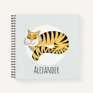 Carnet Enfants mignonne dormant Jungle Tigre et nom