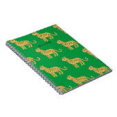 Carnet Enfants mignons guépard léopard vert avec nom (Côté Droit)