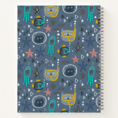 Carnet Enfants Mignons Poissons Chats Étoiles de Mer Médu (Dos)