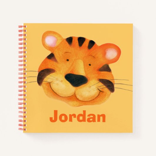Carnet Enfants nommés visage tigre mignon aquarelle orang (Devant)