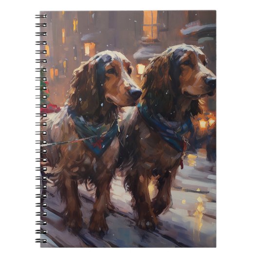Carnet English Cocker Spaniel Saison de Noël festive (Devant)