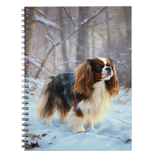 Carnet English Toy Spaniel Laisser Neige Noël (Devant)