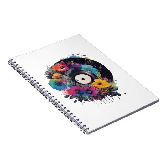 Carnet Enregistrement en vinyle avec fleurs colorées (Côté Droit)