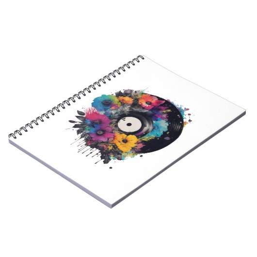 Carnet Enregistrement en vinyle avec fleurs colorées (Côté gauche)
