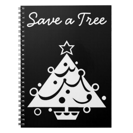 Carnet Enregistrer un arbre Noël étoile noir et blanc (Devant)