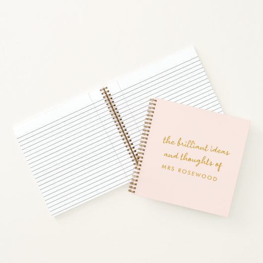 Carnet Enseignant brillant | Rose et or modernes (Intérieur)