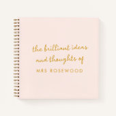 Carnet Enseignant brillant | Rose et or modernes (Devant)