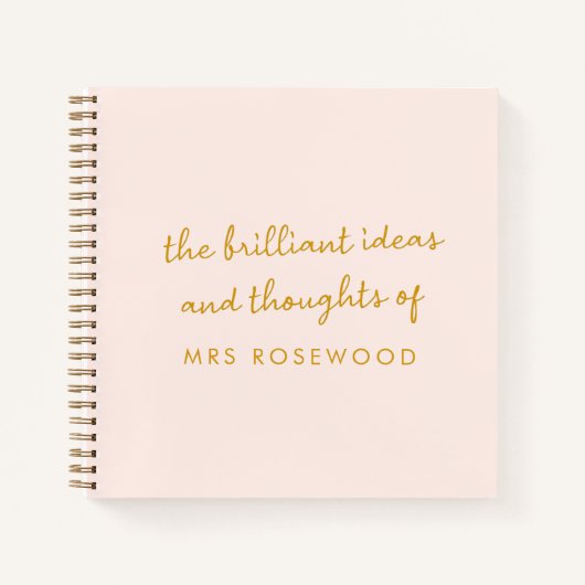 Carnet Enseignant brillant | Rose et or modernes (Devant)