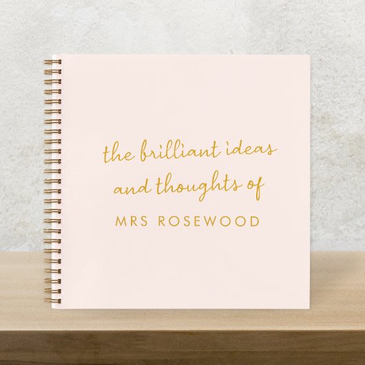 Carnet Enseignant brillant | Rose et or modernes