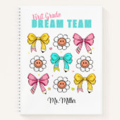 Carnet Enseignant École Cute Bow Pencil Nom du sourire (Devant)