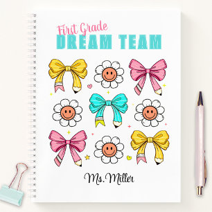 Carnet Enseignant École Cute Bow Pencil Nom du sourire