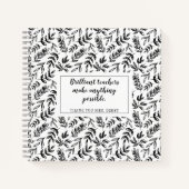 Carnet Enseignant Floral Blanc Noir (Devant)