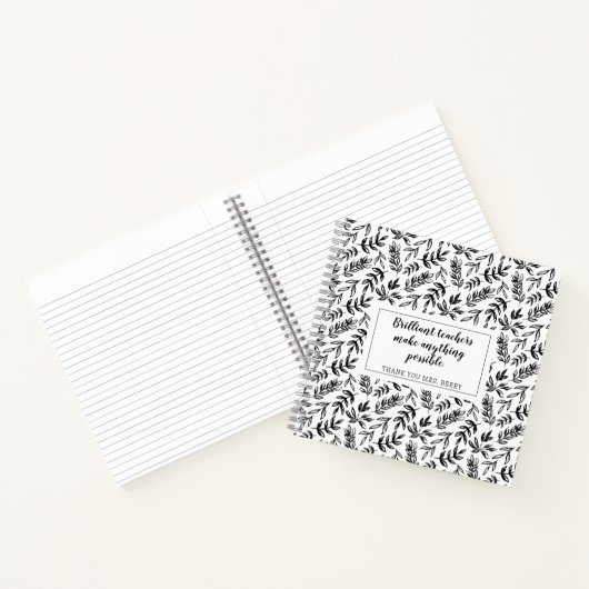 Carnet Enseignant Floral Blanc Noir (Intérieur)