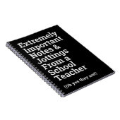 Carnet enseignant important amusant (Côté Droit)