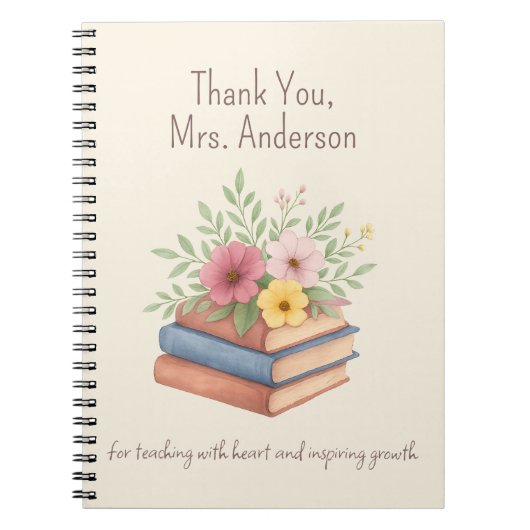Carnet Enseignant Merci - Fleurs d'aquarelle - (Devant)