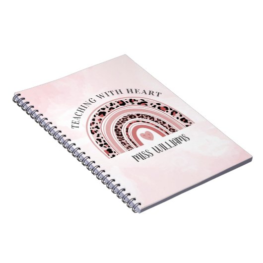 Carnet Enseignant Moderne Avec Coeur Boho Rainbow (Côté Droit)
