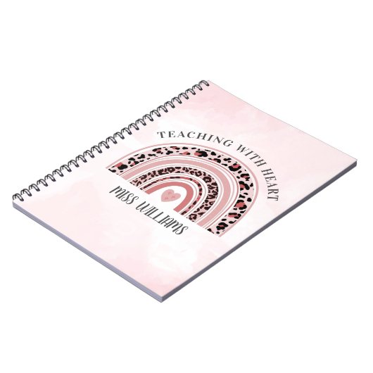 Carnet Enseignant Moderne Avec Coeur Boho Rainbow (Côté gauche)