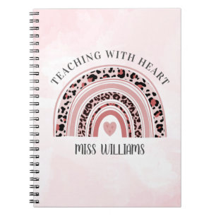Carnet Enseignant Moderne Avec Coeur Boho Rainbow