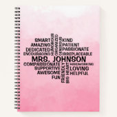 Carnet Enseignant Word Cloud Pink Ombre (Devant)