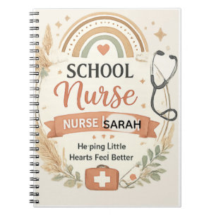 Carnet Enseigne personnalisée d'infirmière scolaire Boho,