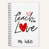 Carnet Enseigner est aimer enseignant personnalisé (Recto)