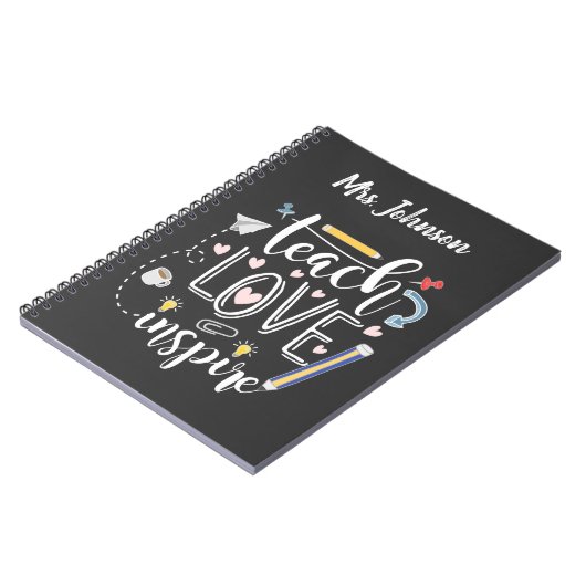 Carnet enseigner l'amour inspirer favori enseignant table (Côté gauche)