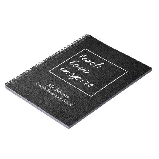 Carnet Enseigner l'inspiration d'amour | Faux Black Leath (Côté gauche)