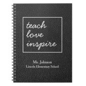 Carnet Enseigner l'inspiration d'amour | Faux Black Leath (Devant)