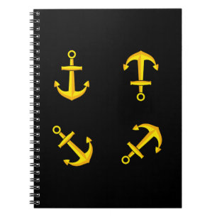 Carnet Ensemble d'ancre de bateau doré de dessin animé