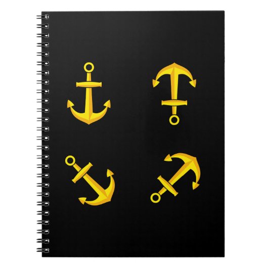 Carnet Ensemble d'ancre de bateau doré de dessin animé (Devant)