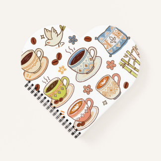 Carnet Ensemble de doodles d'art folklorique et de café d