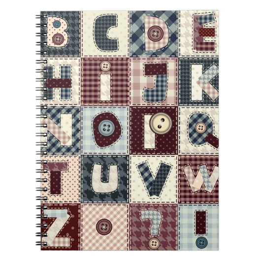 Carnet Ensemble de lettres alphabétiques en style patchwo (Devant)