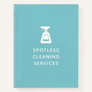 Carnet Entreprise de nettoyage Spray bouteille Aqua Blue