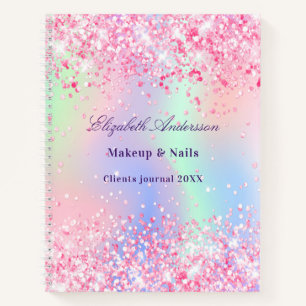 Carnet Entreprise de nom holographique rose blush