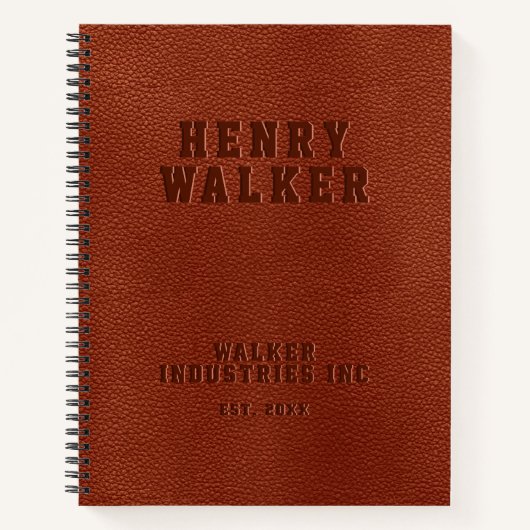 Carnet Entreprise Embossée Personnalisé Cuir Vegan Brown (Devant)