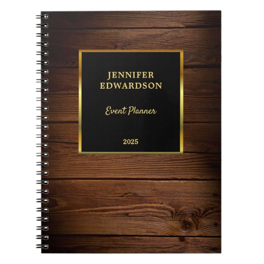 Carnet Entreprise professionnelle en bois noir d'or (Devant)