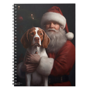 Carnet Épagneul breton avec le Père Noël Noël