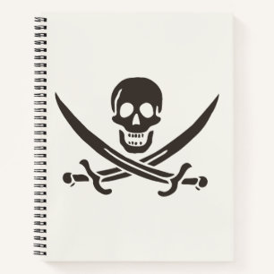 Carnet Épées de crâne en obsidienne Drapeau de pirate de