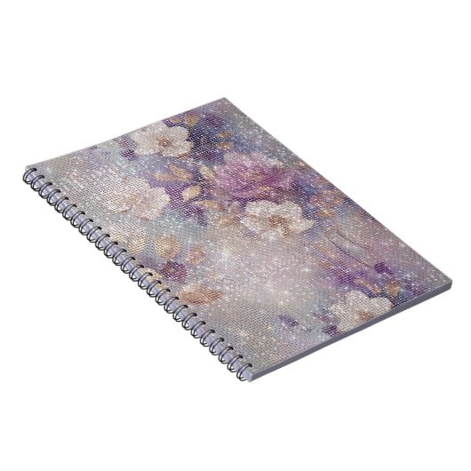 Carnet Éperche florale violette en or glam (Côté Droit)