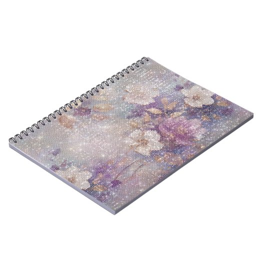 Carnet Éperche florale violette en or glam (Côté gauche)