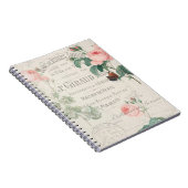 Carnet Ephemera Rose Redoute français antique (Côté Droit)
