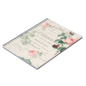 Carnet Ephemera Rose Redoute français antique (Côté gauche)