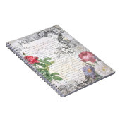Carnet Éphémère de script français floral gravé (Côté Droit)